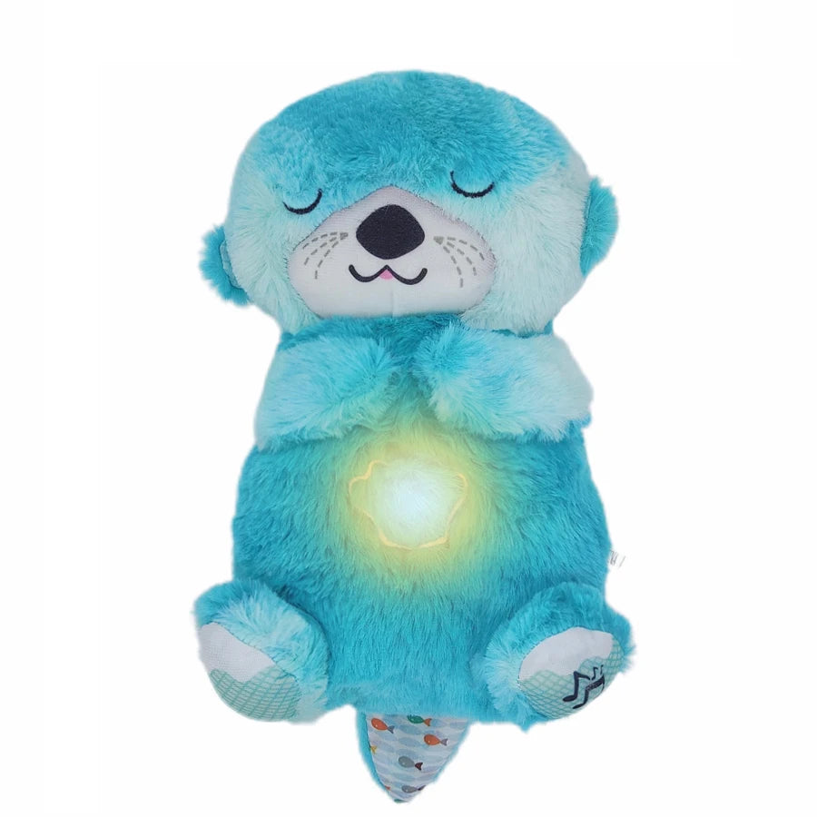 Breathing Bear Baby Soothing Otter Plush Doll Toy Baby Kids Soothing Music Baby Sleeping Companion Sound and Light Doll Toy Gift