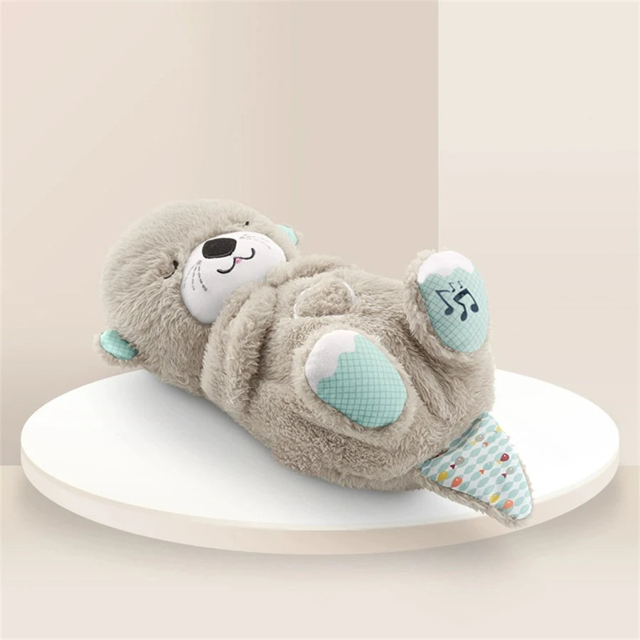 Breathing Bear Baby Soothing Otter Plush Doll Toy Baby Kids Soothing Music Baby Sleeping Companion Sound and Light Doll Toy Gift